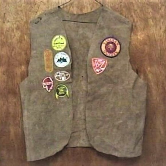 1980's YMCA Y INDIAN GUIDES LEATHER VEST Meckcha